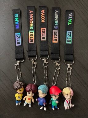 BT21 Inspired Keychain Wrist Strap Keychain Charm Mang Shooky Koya Chimmy Tata